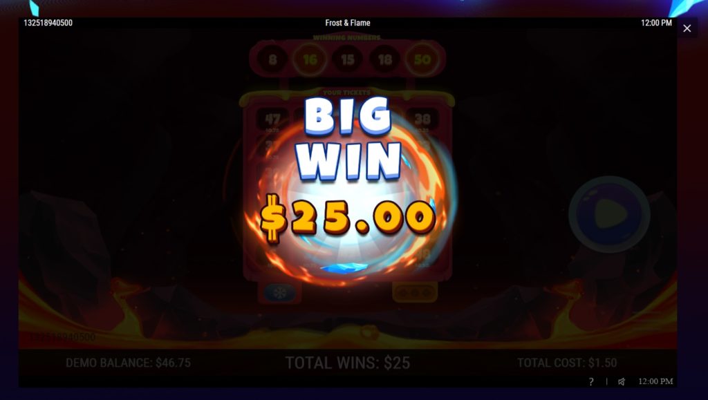 Frost_and_Flame Fire_Theme Winning_Ticket Big_Win_Animation