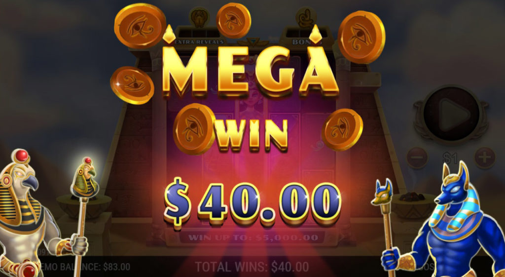 Fortunes_of_Cleopatra Winning_Ticket Mega_Win_Animation_$40