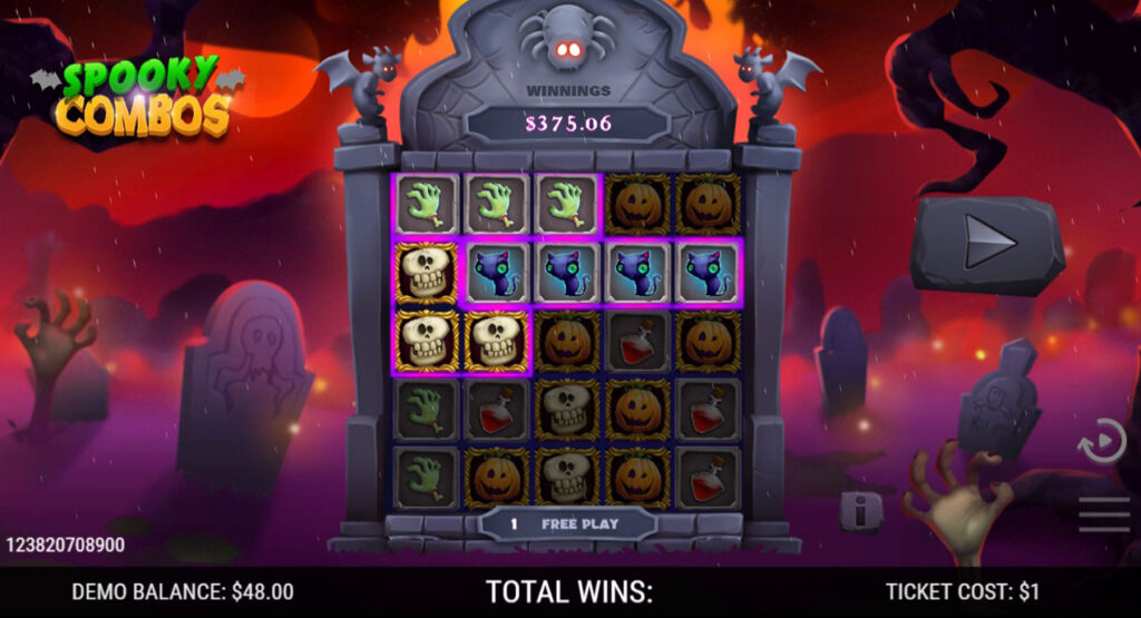 Spooky-Combos_Winning-Ticket_Free-Spins_Winning-Round-With-3-Clusters