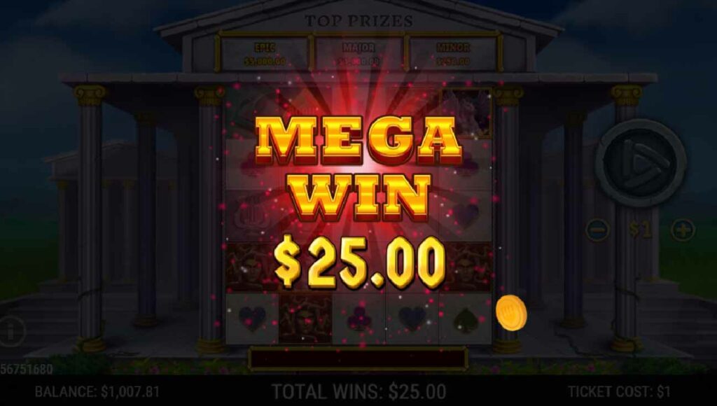Myths_and_Money Winning_Ticket Mega_Win_Animation_$25